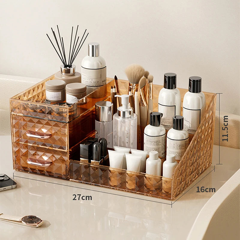 Makeup Organizer with Transparent Drawer - Multi-functional Lipstick & Cosmetic Organizer