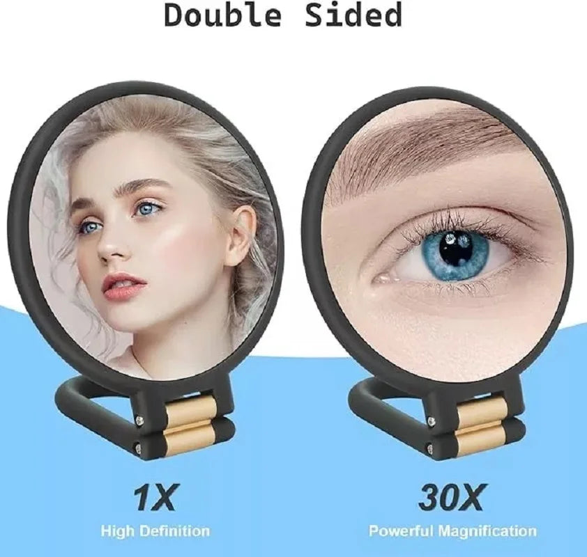 10/15/20/30X Magnifying Mirror Potable Hanheld Makeup Mirrors with Handle Adjustable Rotation Double Side Vanity Cosmetic Mirror