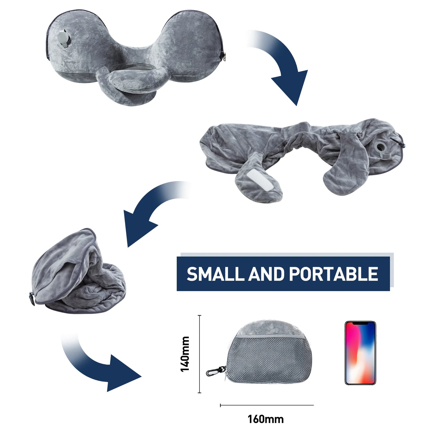 Travel Pillow Inflatable Soft Cushion Body Back Support Foldable