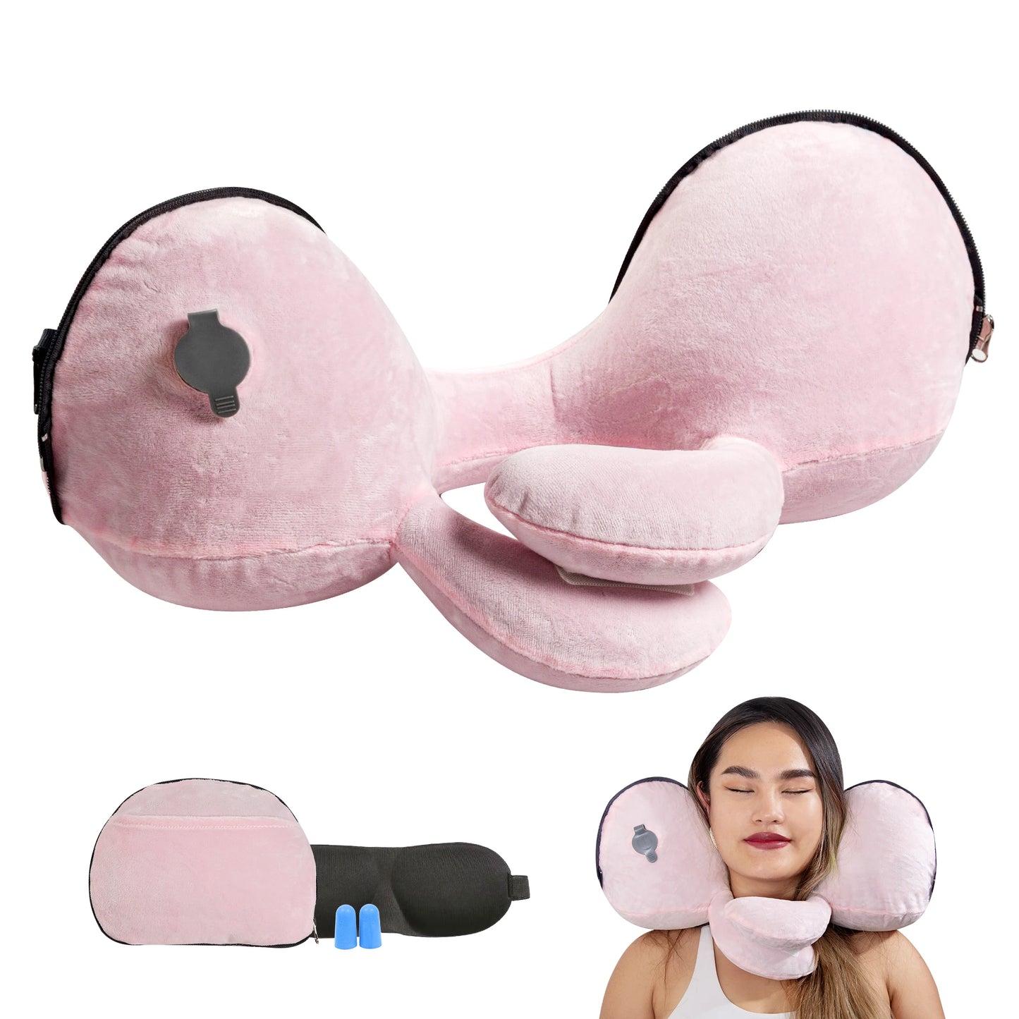 Travel Pillow Inflatable Soft Cushion Body Back Support Foldable