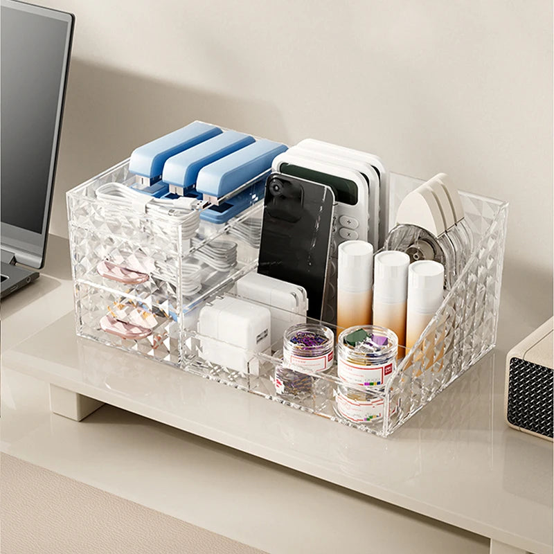 Makeup Organizer with Transparent Drawer - Multi-functional Lipstick & Cosmetic Organizer