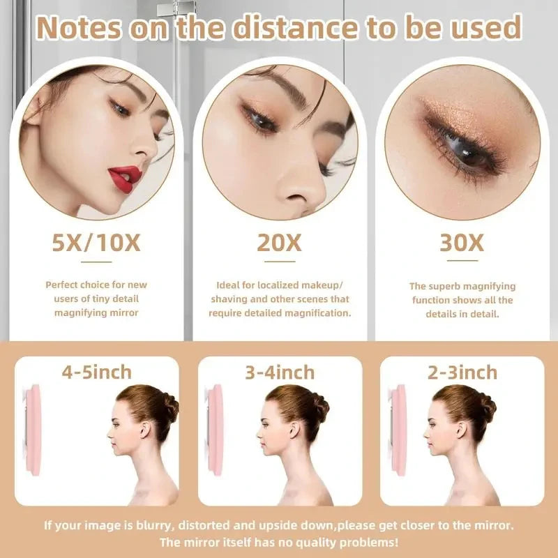 Rechargeable LED Makeup Mirror 1 Box 6 Inch Adjustable Lighted  Portable Compact Travel Cosmetic Mirror with Magnification 30X